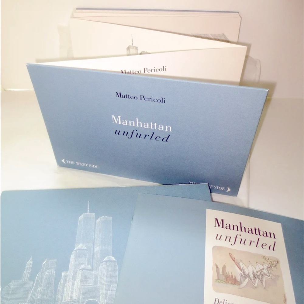 Manhattan Unfurled 22’ line drawings of east and west sides of NYC